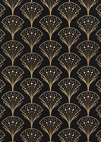 Gatsby palmette patterned background, dark brown design