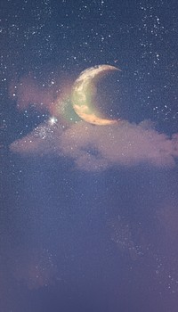 Crescent moon sky iPhone wallpaper, aesthetic design