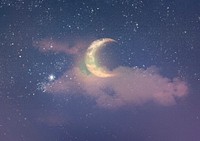 Crescent moon sky background, aesthetic design