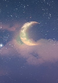 Crescent moon sky background, aesthetic design