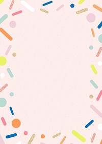 Pink confetti frame background, pastel design