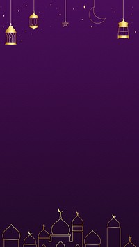 Ramadan border frame iPhone wallpaper, purple design