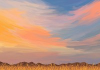 Aesthetic sunset sky background, nature illustration