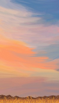 Aesthetic sunset sky iPhone wallpaper, nature illustration