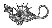 Dutch woodcut of a winged dragon, 1590