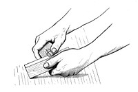 Illustration demonstrating how a marking gauge is used (side view)