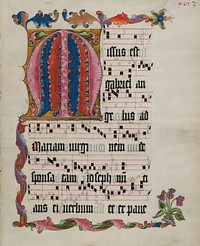 Manuscript Leaf with the Initial M, from an Antiphonary