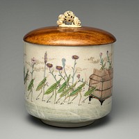 Freshwater Jar (Mizusashi) with Procession of Grasshoppers