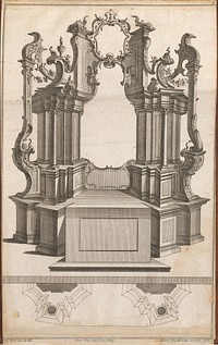 Design for a Monumental Altar, Plate 'q' from 'Unterschiedliche Neu Inventierte Altare mit darzu gehorigen Profillen u. Grundrissen.'