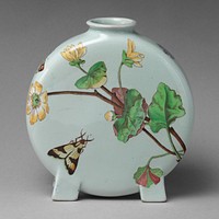 Pilgrim flask with botanical spray and butterfly