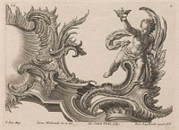 Design for a Rocaille Cartouche with the Figure of a Putto, Plate 3 from an untitled series with architectural cartouches and allegorical figures