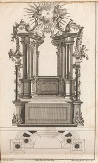 Design for a Monumental Altar, Plate 'o' (?)  from 'Unterschiedliche Neu Inventierte Altare mit darzu gehorigen Profillen u. Grundrissen.'