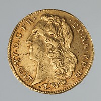 Double Louis d'or of Louis XV of France (b. 1710; r. 1715-74)