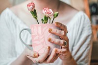 Flower mug mockup psd