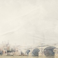 Watercolor Venice bridge beige background. Remixed by rawpixel.