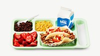 School lunch tray element psd