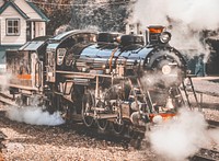 Vintage steam train railway transportation.