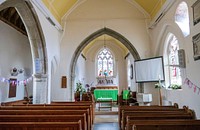 Leybourne ChurchChurch. C12, C1533, restored 1873-77 by Sir A Blomfield. West tower, nave, separate chancel, north aisle and chapel. Random rubble, tiled roofs. Tower: 4 stages, separated by bands, a re-casing of 1873-77. Embattled with inset machiocolations, and prominent water-spouts at corner. 2-light neo-Norman belfry openings, tall slits on 2 stages below and curvilinear west window. Nave: 2 bays with one C12 window to south. Chancel: one bay. North aisle and chapel: 3 two-light windows with square-headed surrounds. Interior: North arcade, C14 octagonal piers and double-chamfered arches. Chancel arch, double- chamfered, originally from north arcade. Fittings: Heart Shrine: Traditionally that of Sir Roger de Laybourne, d.1271. Double arched recess in single arch. 2 free-standing gabled caskets with geometrical patterning. 2 wrought-iron crowns. Monument, Louisa Brockman, d.1837, by J S Westmacott, 1866. Tablet flanked by relief figures.