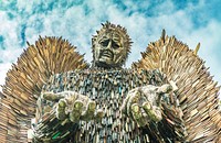 The Knife Angel sculpture  by Alfie Bradley, made from over 100,000 seized blades. 