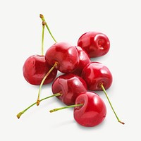 Red cherries collage element psd.