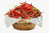 Red chilli basket collage element psd