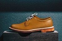 Brown leather shoes mockup, men's fashion psd