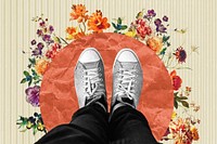Sneakers, flower illustration background