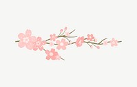 Pink flower illustration, japanese sakura psd sticker