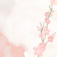 Pink flower square watercolor design illustration