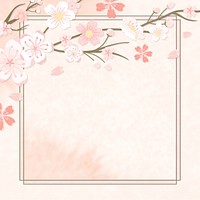 Pink flower illustration, japanese aesthetic background