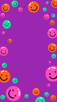 Funky emoticons frame iPhone wallpaper, colorful design