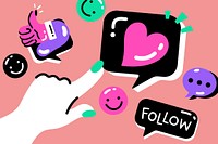 Funky social media illustration background, colorful design