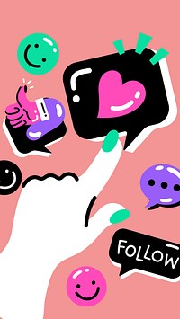 Social media illustration iPhone wallpaper, funky illustration