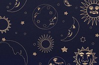 Navy celestial sun moon background