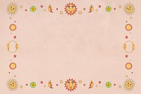 Pink sun moon frame background