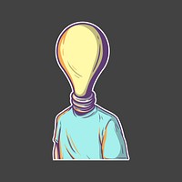 Light bulb head, human & innovation vector