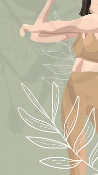 Woman leaf yoga iPhone wallpaper