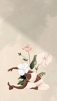 Woman flower yoga iPhone wallpaper