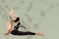 Woman aesthetic yoga background, cobra pose