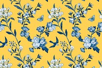 Almond blossoms floral pattern, yellow background