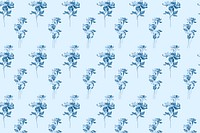 Vintage chrysanthemum flower pattern, blue background