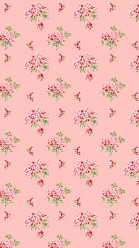 Cherry blossom pattern iPhone wallpaper, pink background
