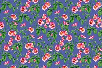 Vintage peony flower pattern, blue background