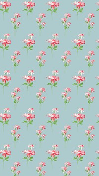 Pink flower pattern iPhone wallpaper, blue background