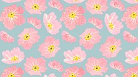 Pink floral pattern desktop wallpaper, blue background