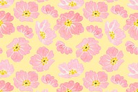 Pink peony flower pattern, yellow background