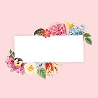 Floral badge, rectangle shape collage element