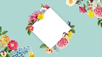 Floral square frame, botanical illustration