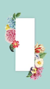 Floral rectangle frame mobile wallpaper, botanical illustration