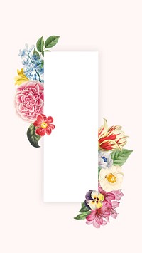 Floral rectangle badge mobile wallpaper, botanical illustration